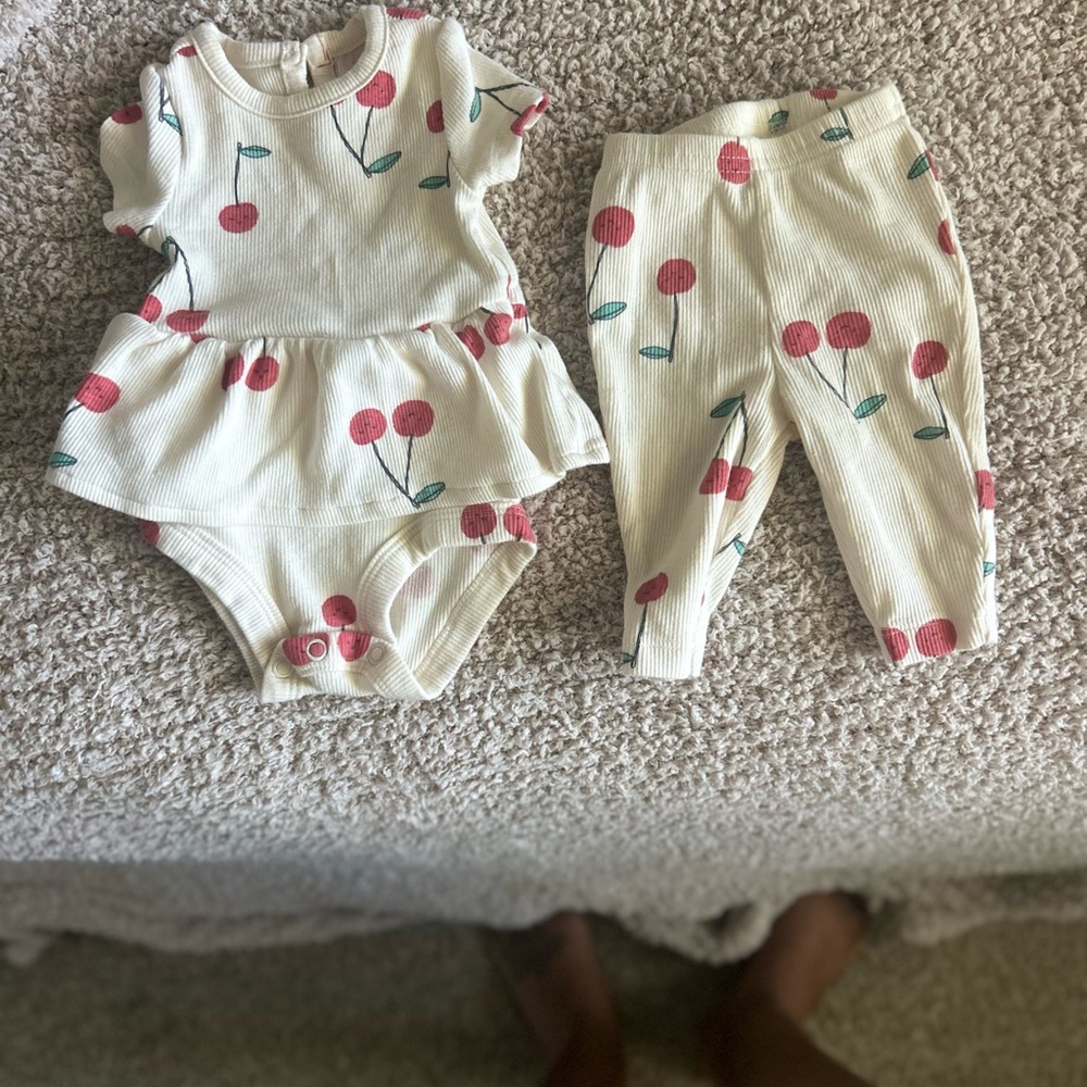 Carter's Cream Cherry Print Diaper Cover Set